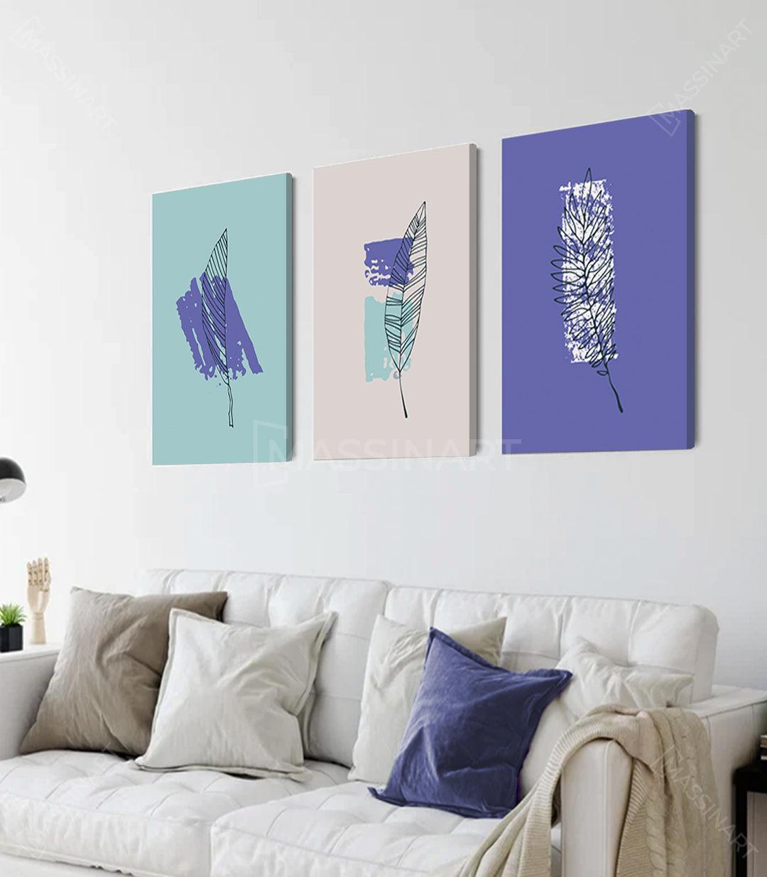 Tableau décoratif Minimalist Leaves - Décoration triptyque - Massinart.ma  décoration murale au Maroc